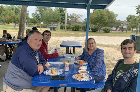 members at picnic table