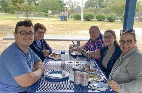 members at picnic table
